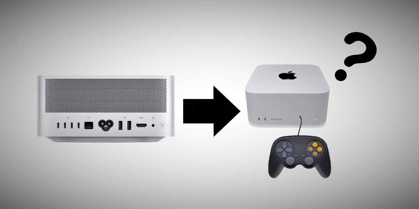 Mac Studio back front with controller emoji side by side