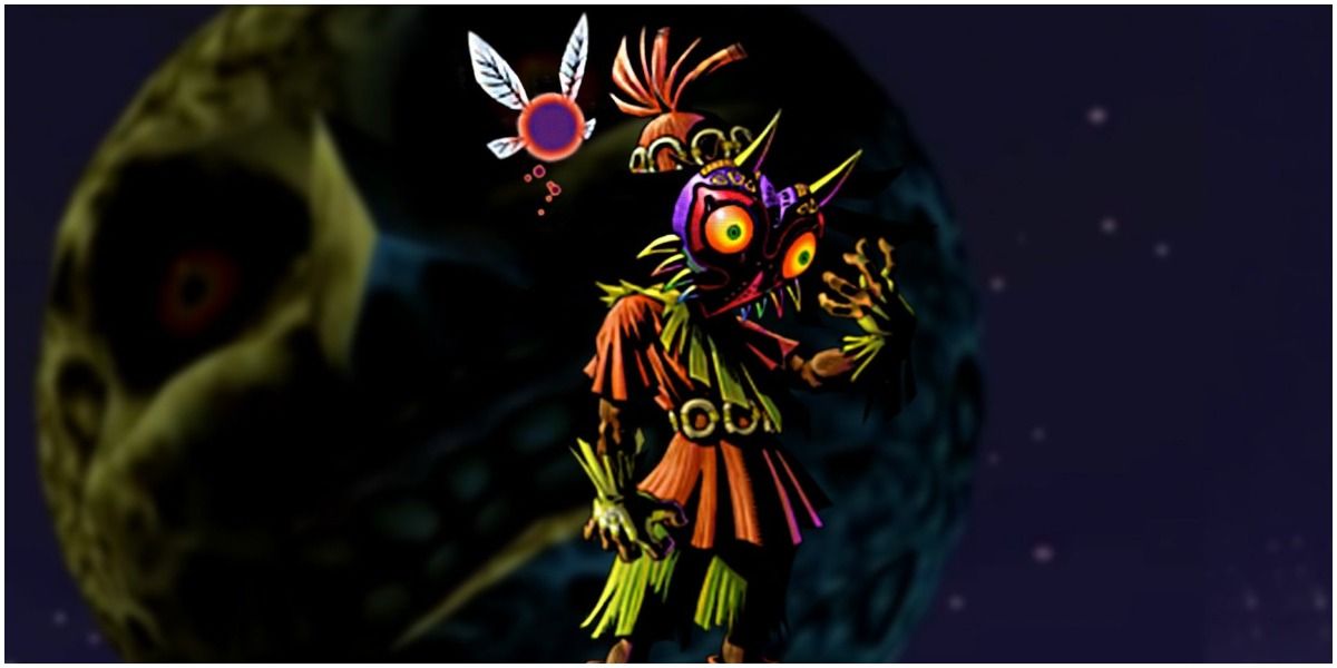 Skull Kid in front of the moon in The Legend of Zelda: Majora's Mask