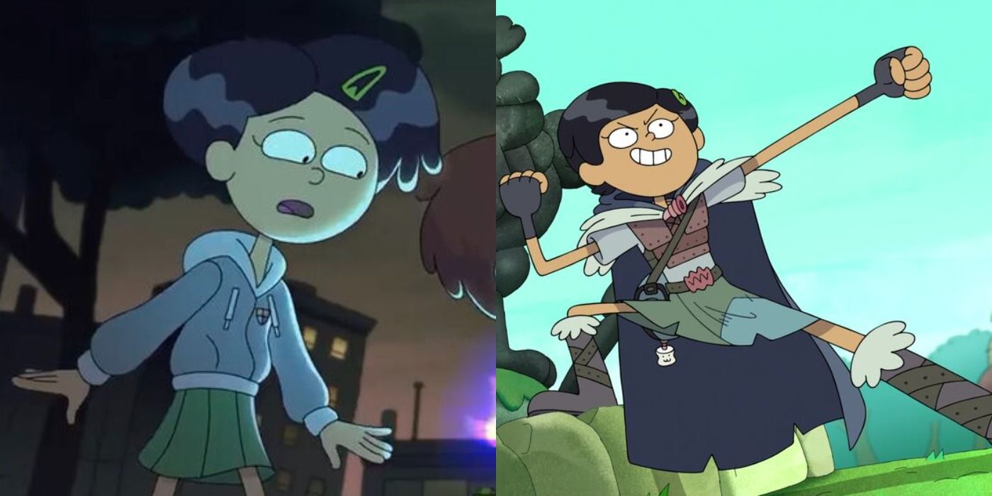Split Image of Marcy Wu From Season 1 and Season 2 Of Amphibia