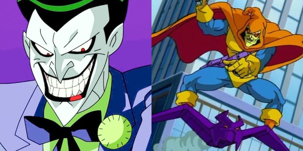 Split image showing Mark Hamil as the Joker in BATS and as Hobglobin in SATS 