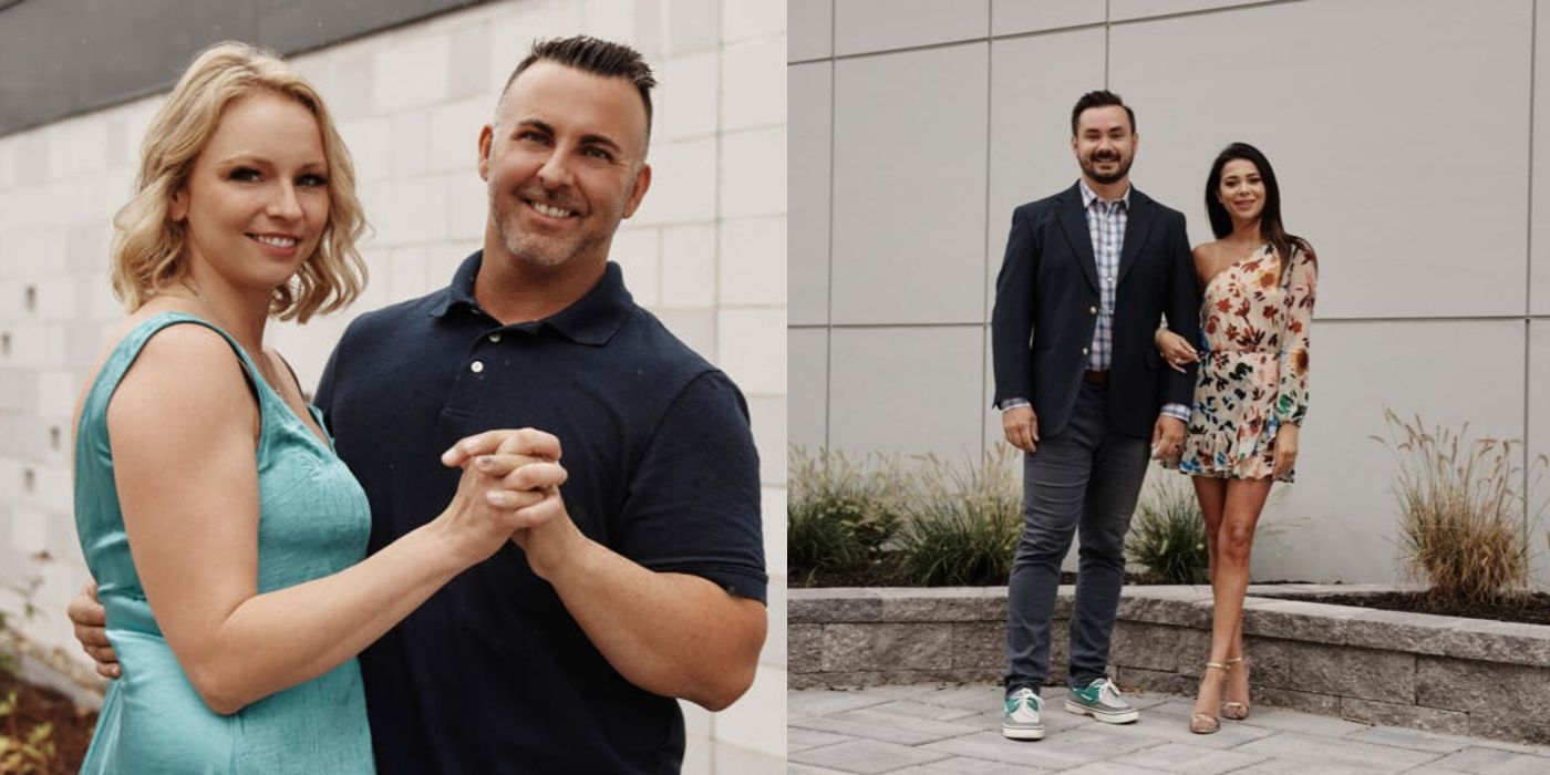 Married At First Sight Alyssa and Chris and Lindsey and Mark in side by side promo pics