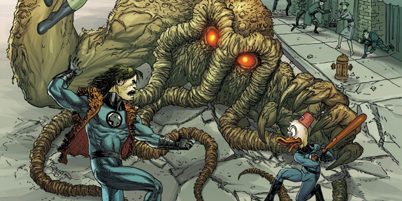 A monster fighting against superheroes in Marvel comics