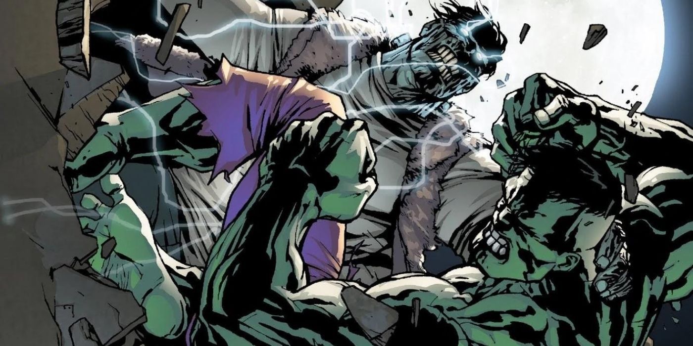 Hulk fighting a monster in the comics