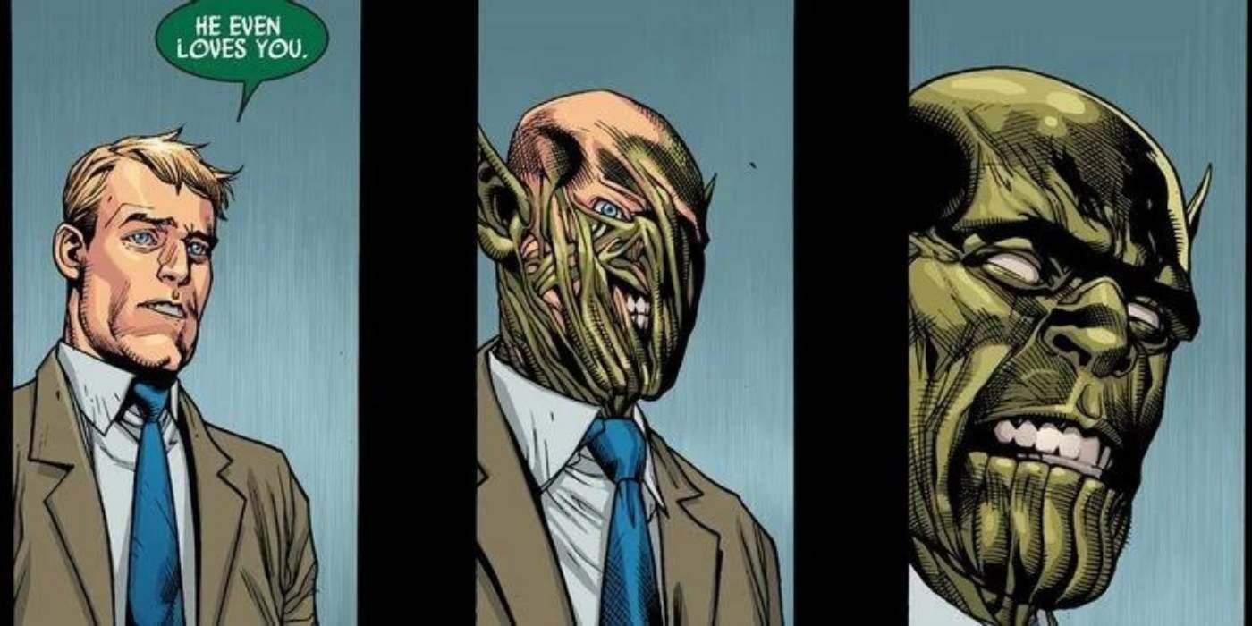 Hank Pym transforms into a Skrull in the comics