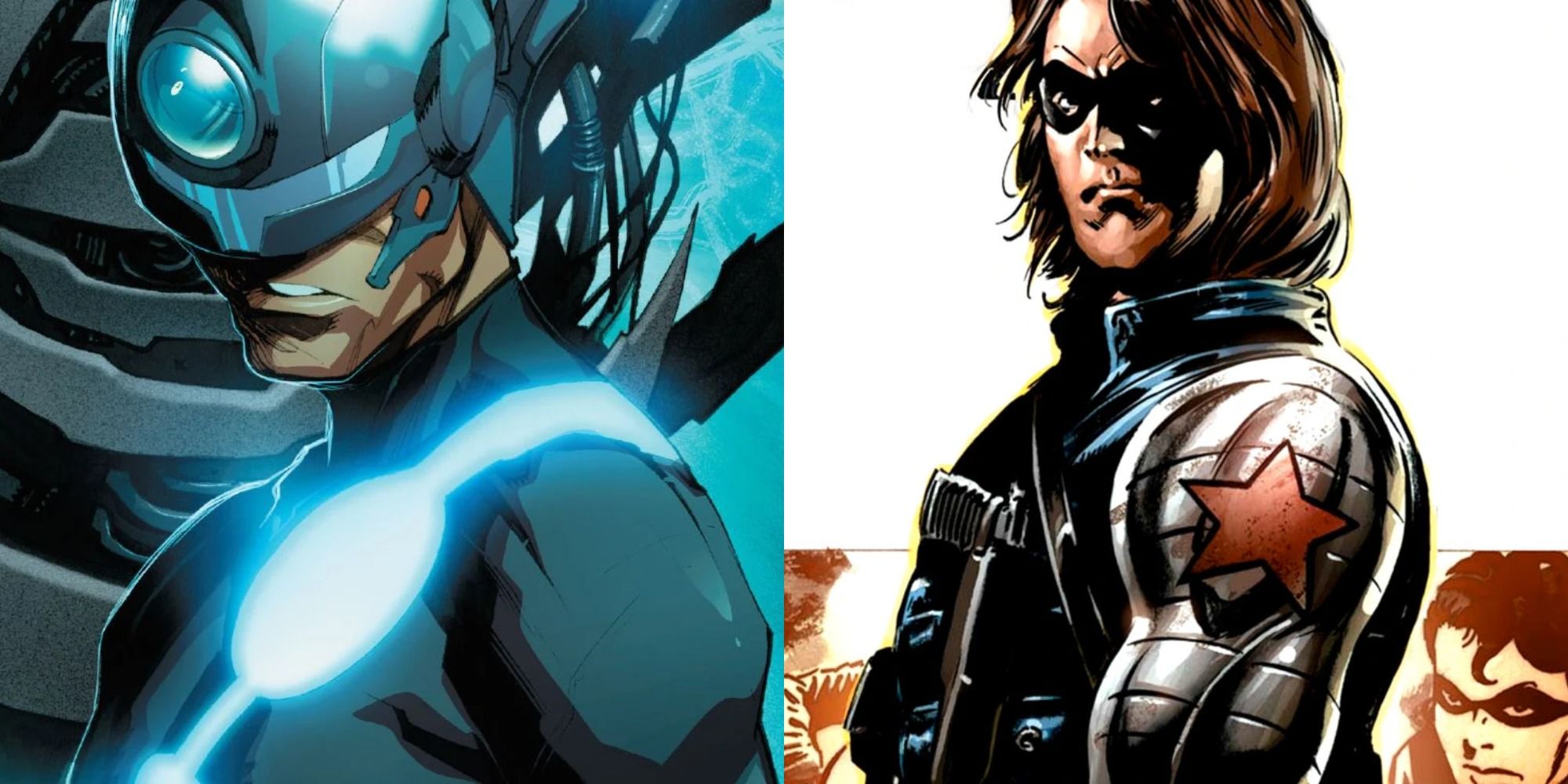 Split image showing The Maker and the Winter Soldier in Marvel Comics