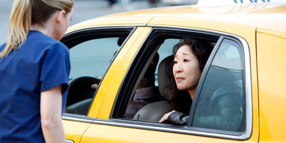 Meredith says goodbye to Cristina in a cab in Grey's Anatomy 