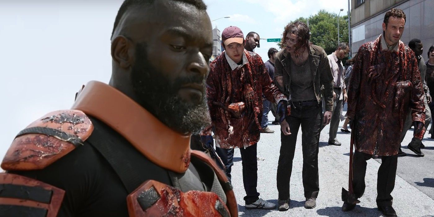 Michael James Shaw as Mercer and zombie guts in Walking Dead