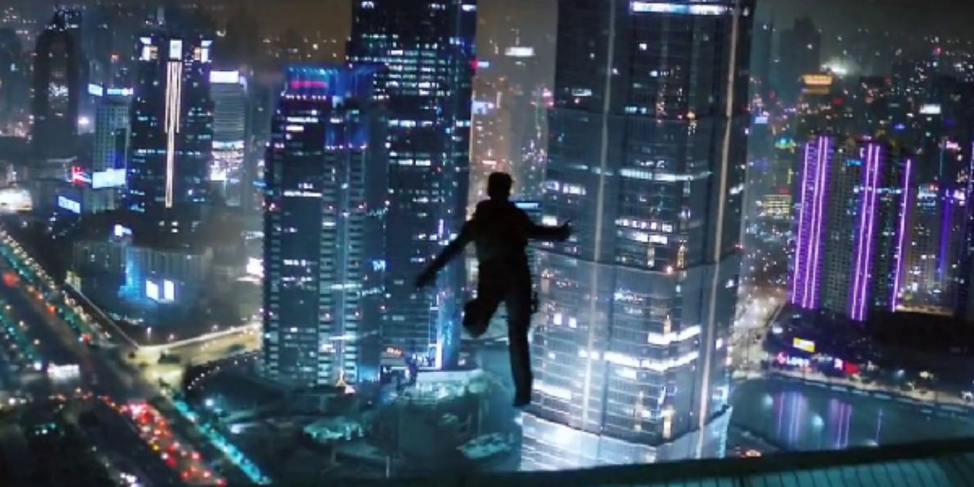 Ethan jumping from a skyscraper in Mission: Impossible III