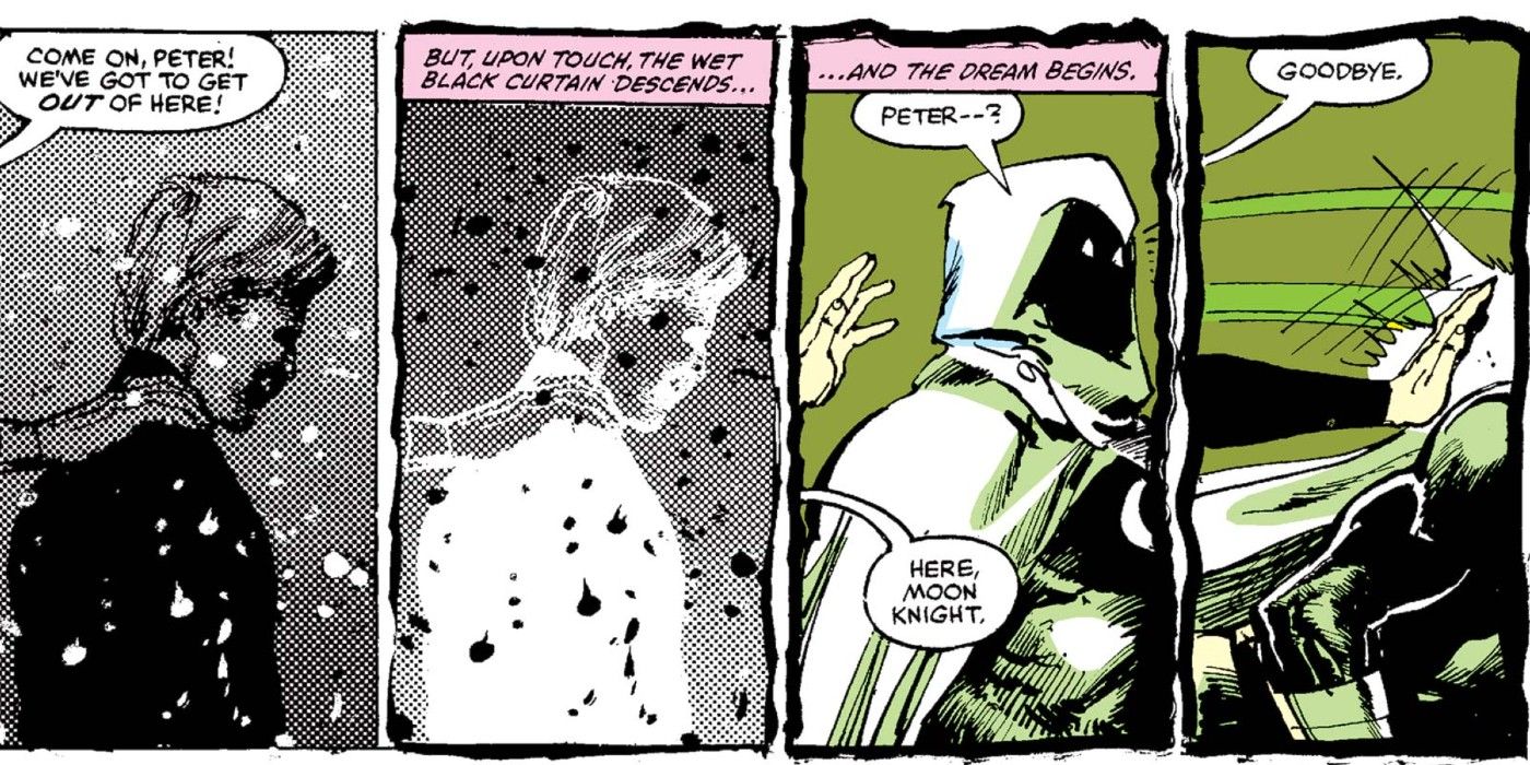 Panels from Moon Knight #23 by Doug Moench and Bill Sienkiewicz.