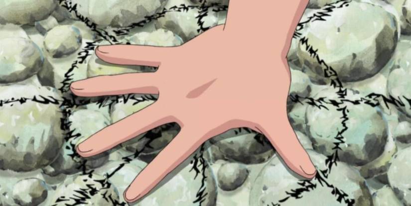 An open hand pressing against the ground in Naruto