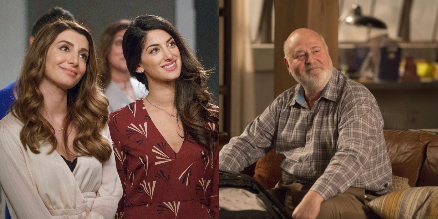 Split image of Aly, Leslie, and Bob on New Girl