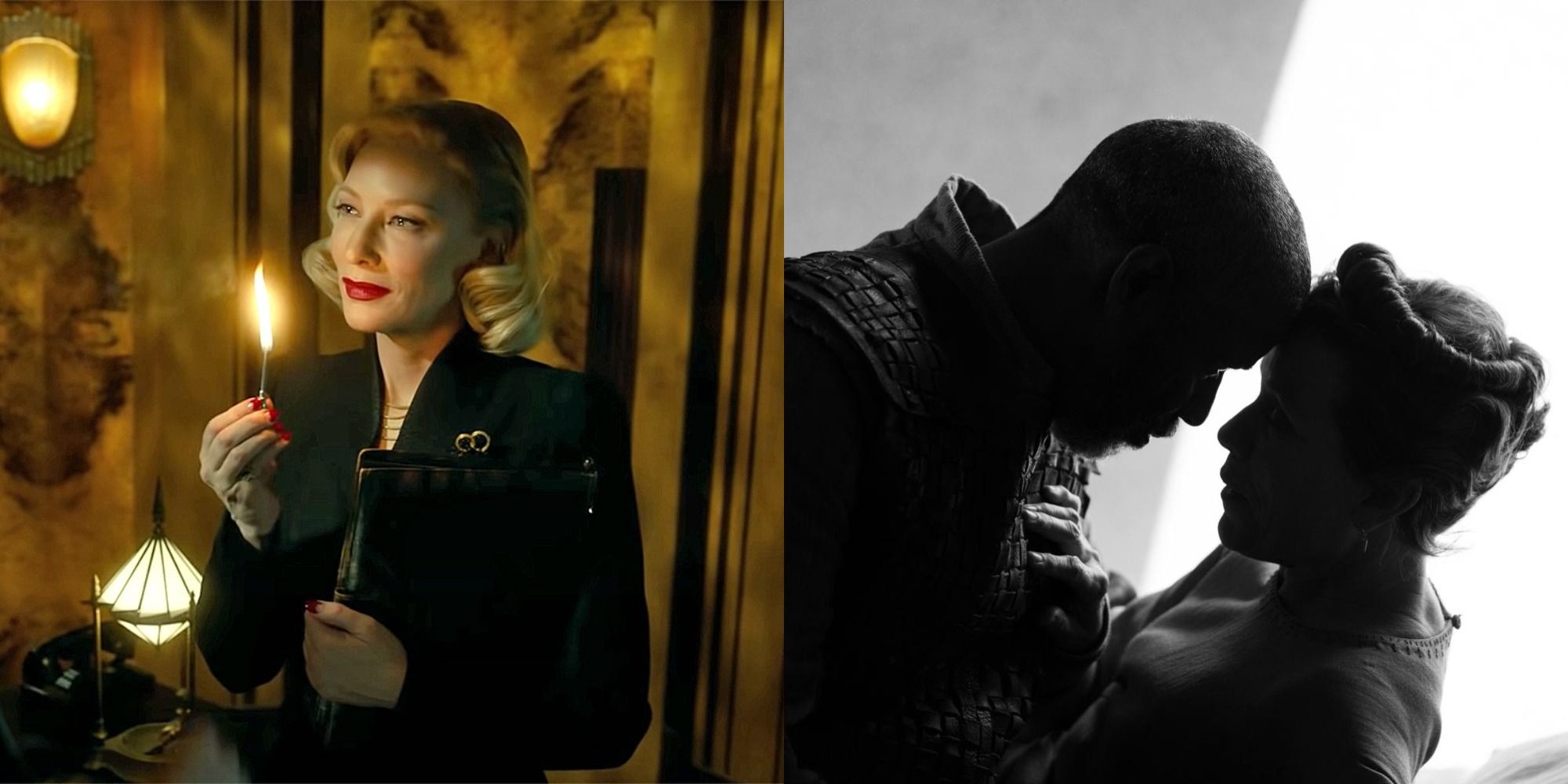 Split image showing Lilith in Nightmare Alley and Lord and Lady Macbeth in The Tragedy of Macbeth