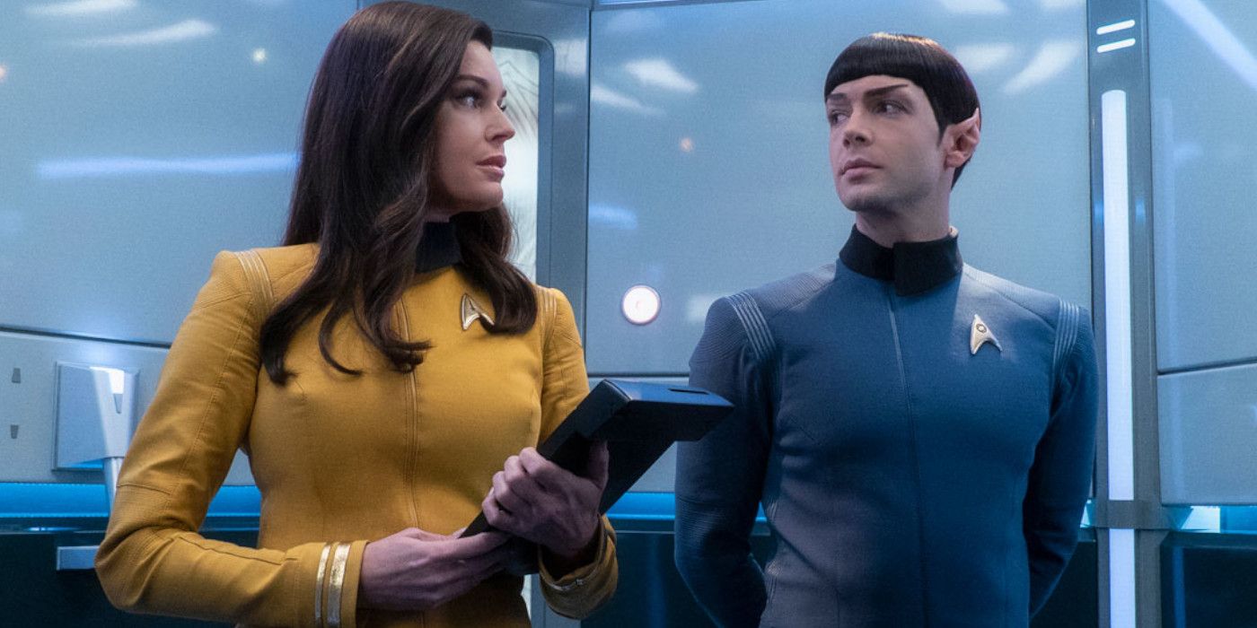 Number One and Spock in the Turbolift in Star Trek: Short Treks
