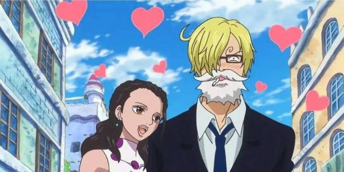 Viola holding on to Sanji in One Piece