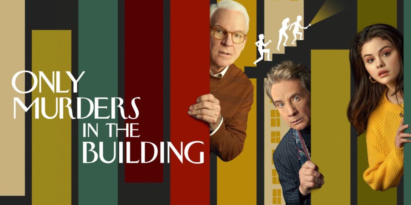 Only Murders In The Building poster with coiorful blocks and characters