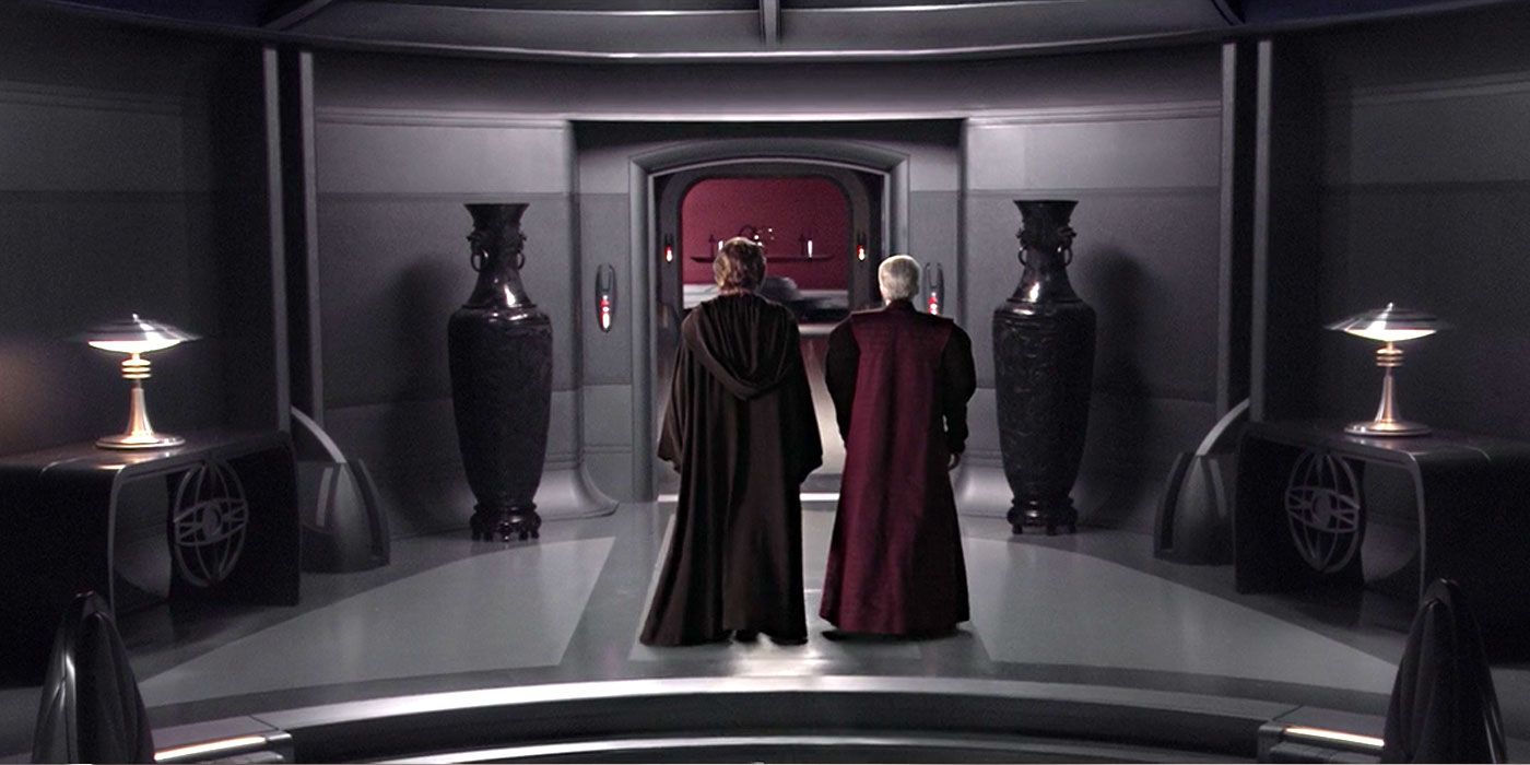 Palpatine and Anakin exit Palpatine's office in Revenge of the Sith