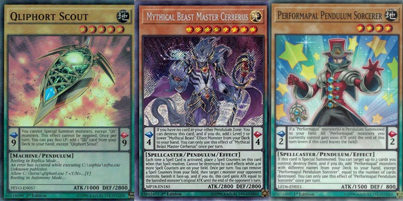 Pendulums cards in Yu-Gi-Oh