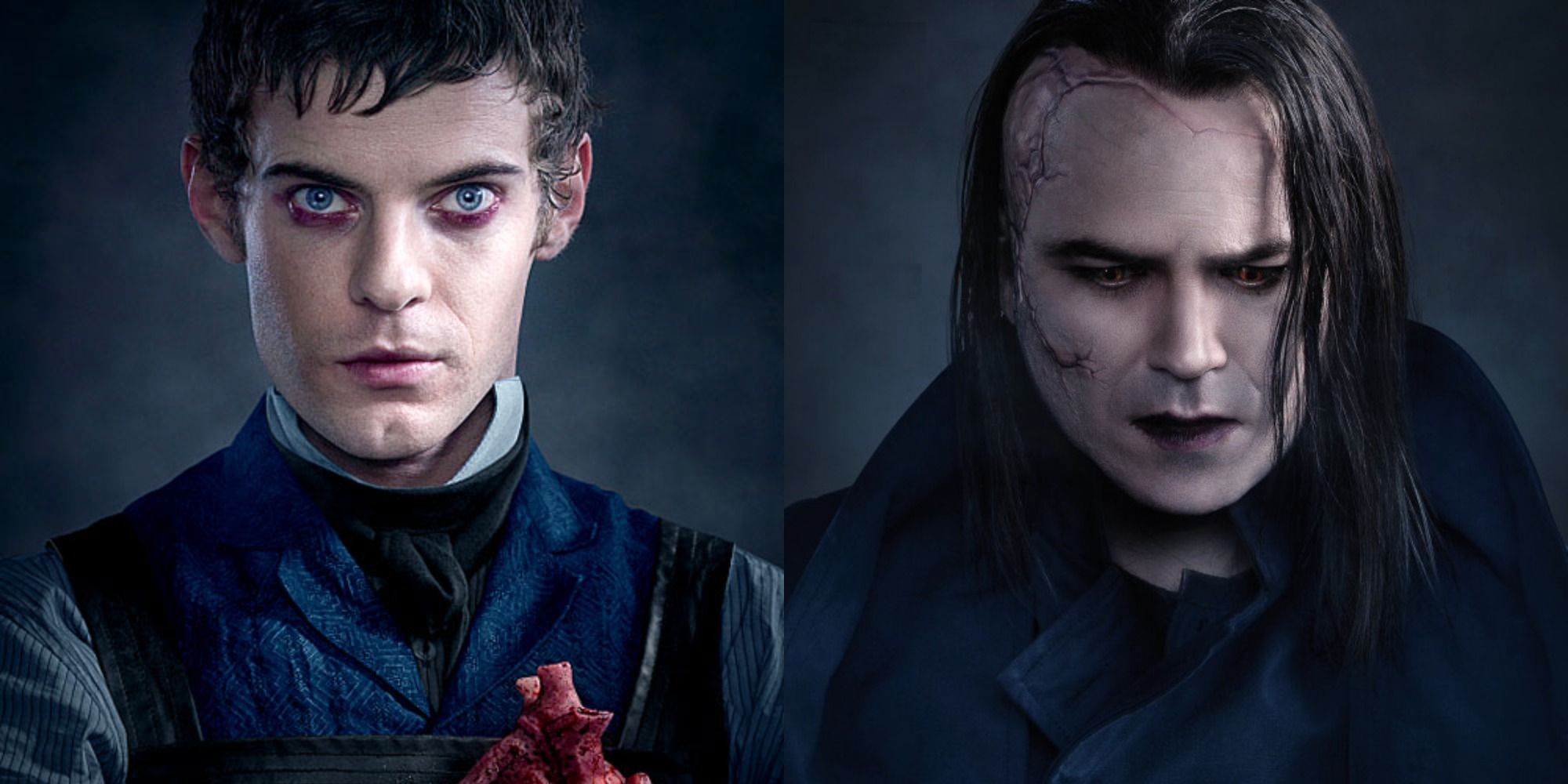 Split image showing Frankenstein and John Clare in Penny Dreadful