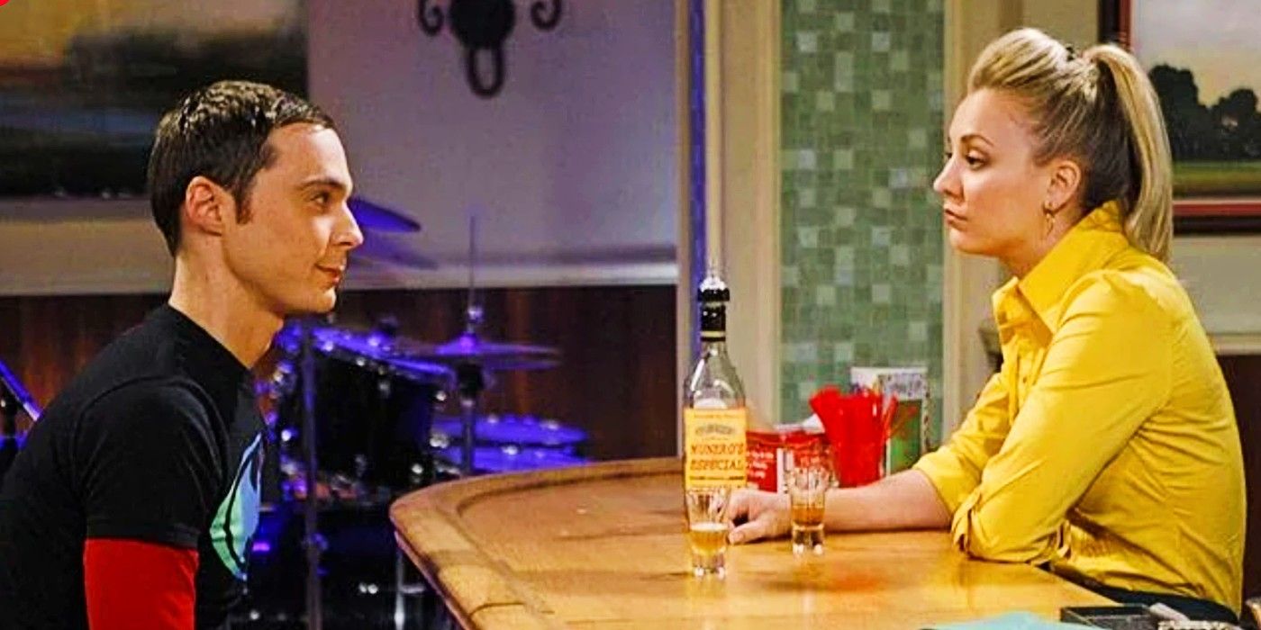 Penny and Sheldon talking to each other in The Big Bang Theory