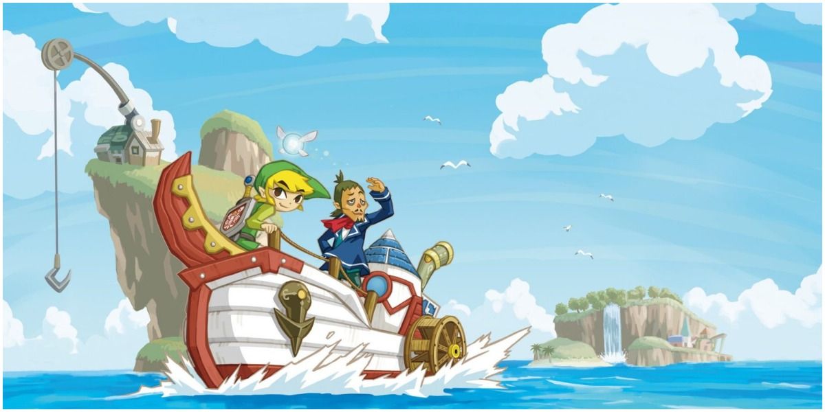 Link and Linebeck sailing in The Legend of Zelda: Phantom Hourglass