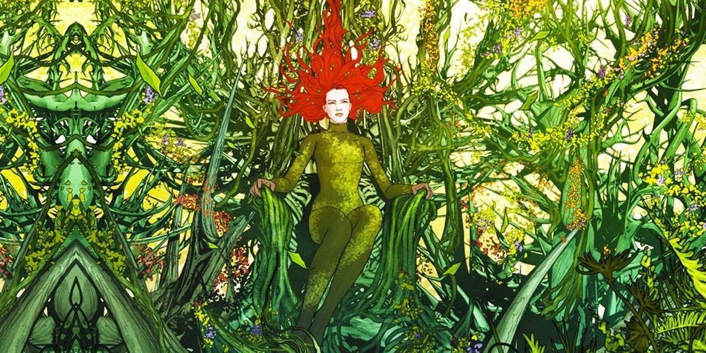 Poison Ivy in a garden in DC Comics