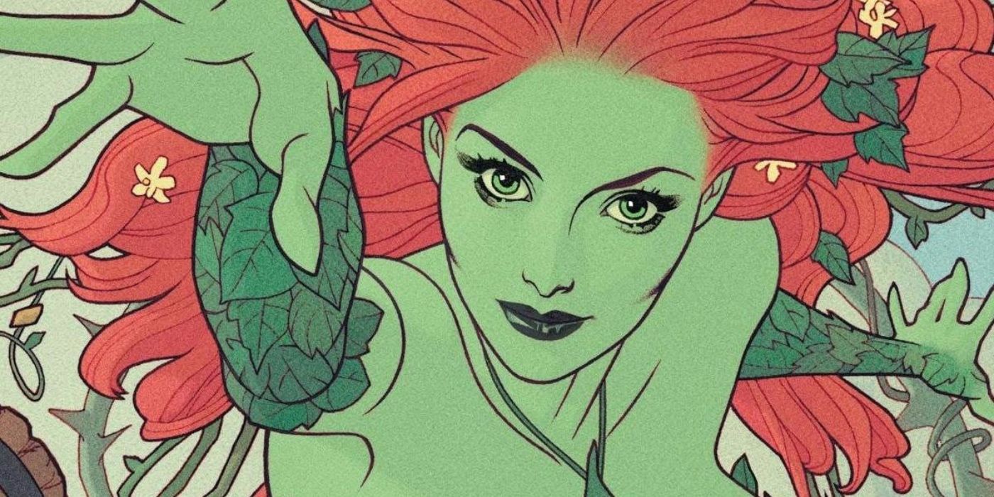 Poison Ivy reaching out with her arm in the comics.