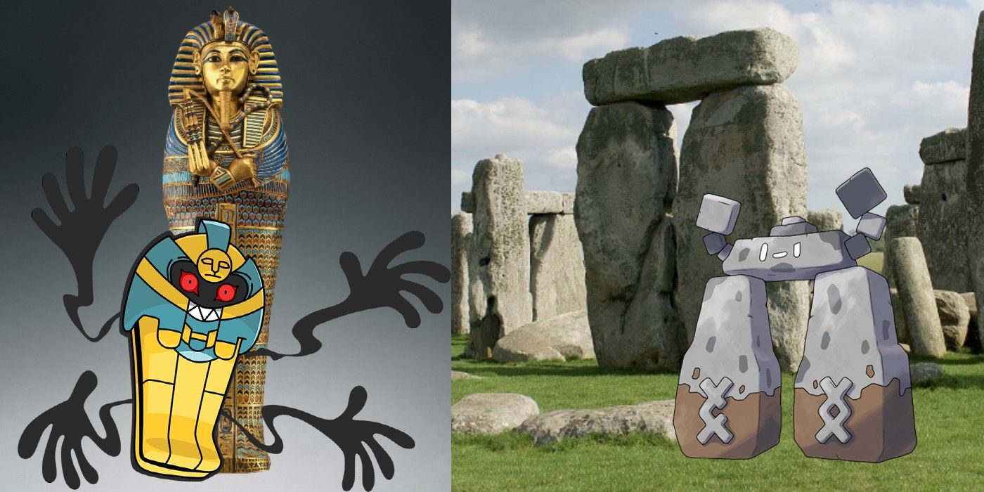 Pokémon designs inspired by real-world history and culture; including Cofagrigus and Stonjourner inspired by an ancient Egyptian sarcophagus and Stonehenge, respectively.