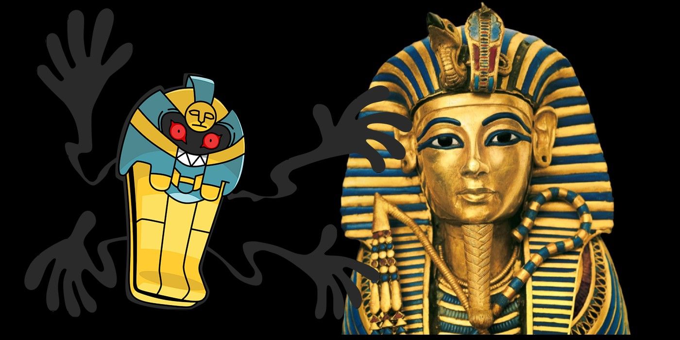 Pokémon design inspired by real-world history: Cofagrigus resembles an Ancient Egyptian sarcophagus. 