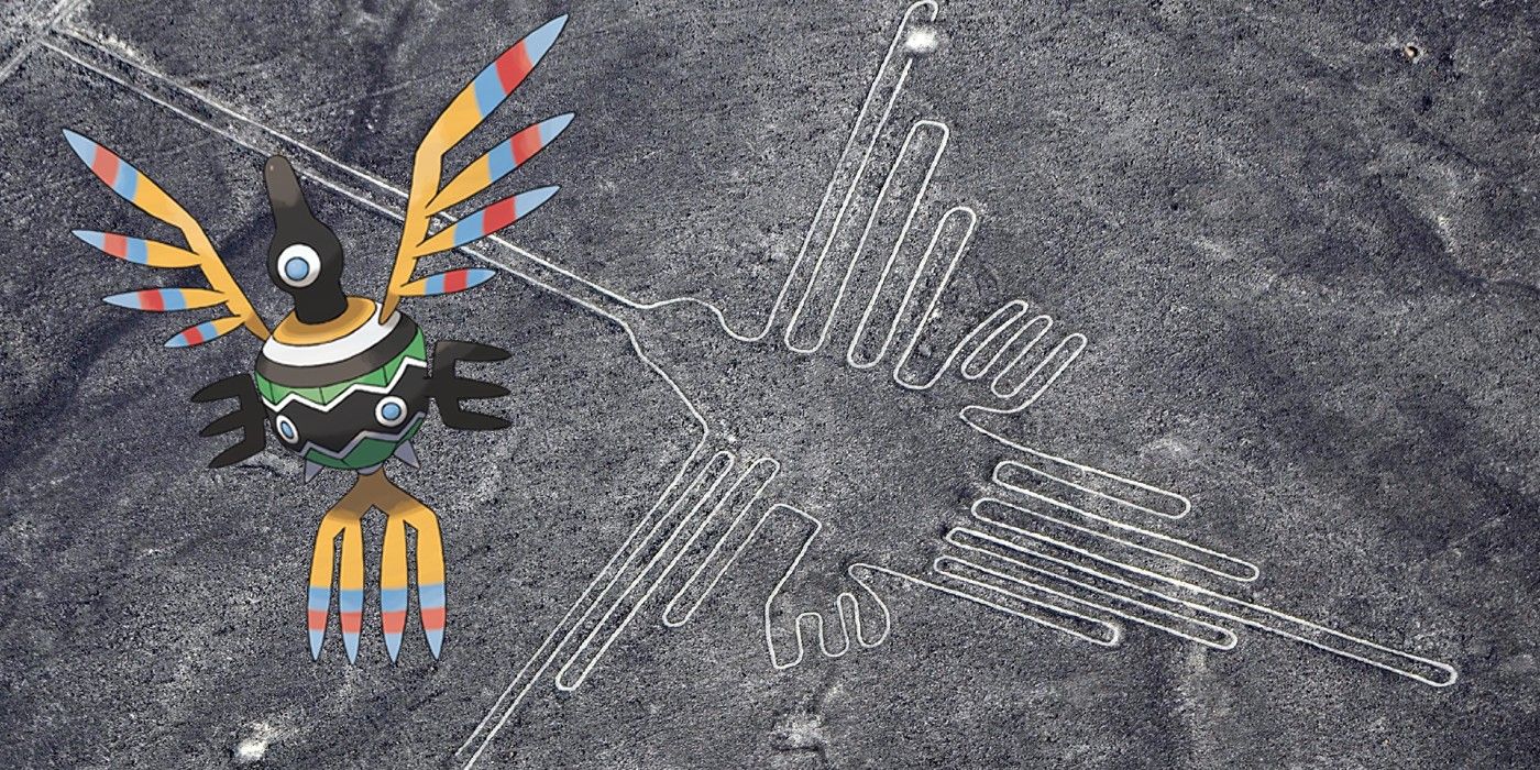 Pokémon designs influenced by real-world history: Sigilyph resembles the Nazca Lines, Peru. 