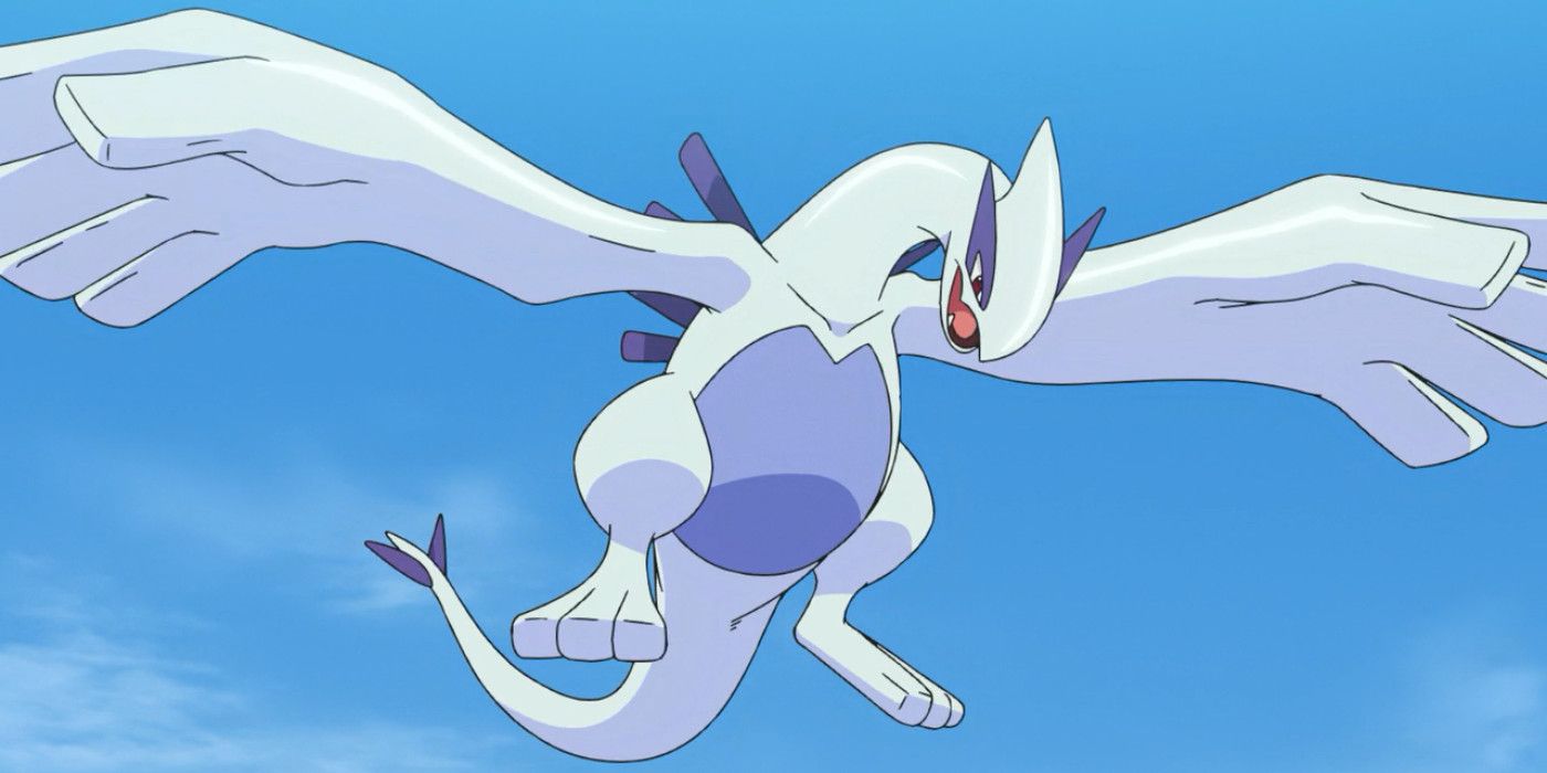 Lugia flying in the Pokémon anime.