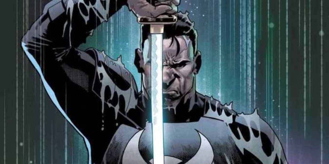 Punisher War Journal 1 preview cover, showing the Punisher holding a sword in the rain
