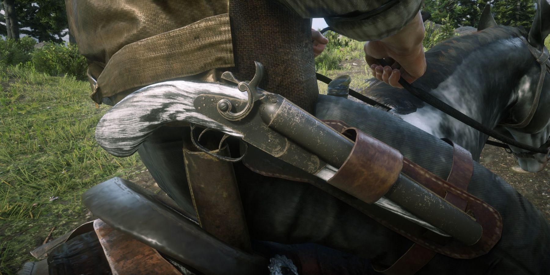 Charles Smith carries a personalized Sawed-Off Shotgun in Red Dead Redemption 2