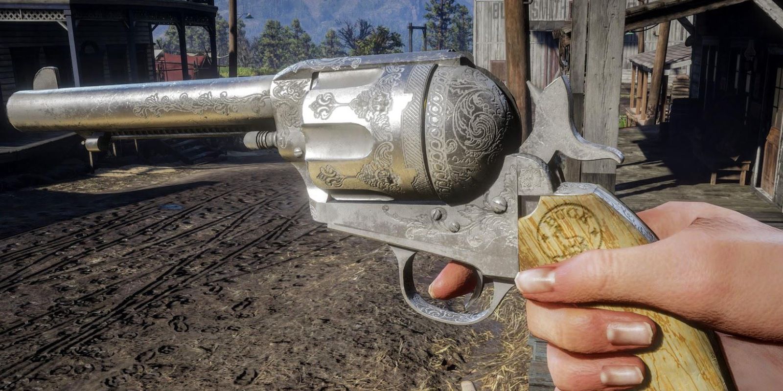 Sadie has three custom weapons in Red Dead Redemption 2 - a pair of etched Cattleman Revolvers and a wrapped Carbine Repeater