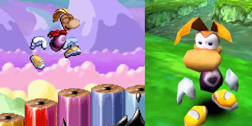 Rayman jumping in Rayman 1, but Rayman 2 is 3D