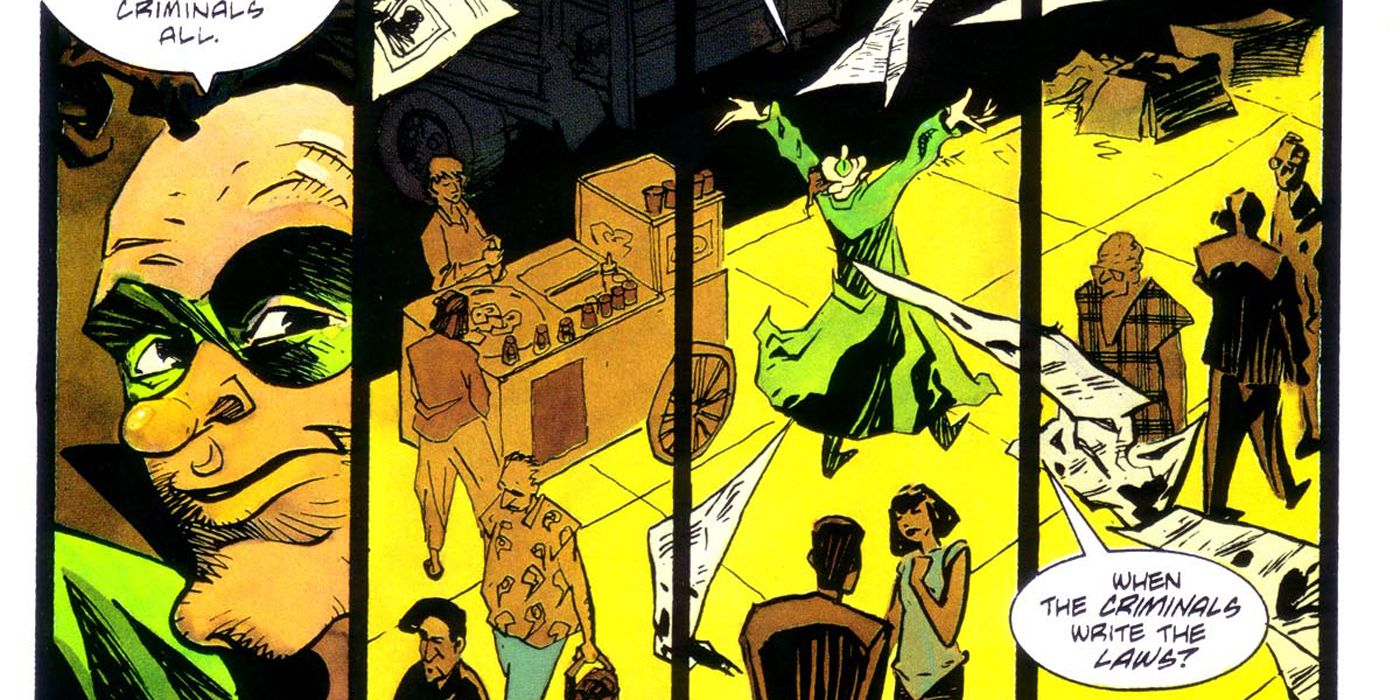 Riddler talking to other criminals in DC comics.
