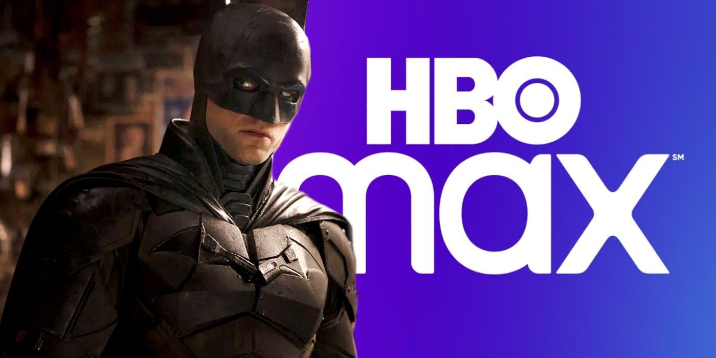 Robert Pattinson as Batman in The Batman and HBO Max logo
