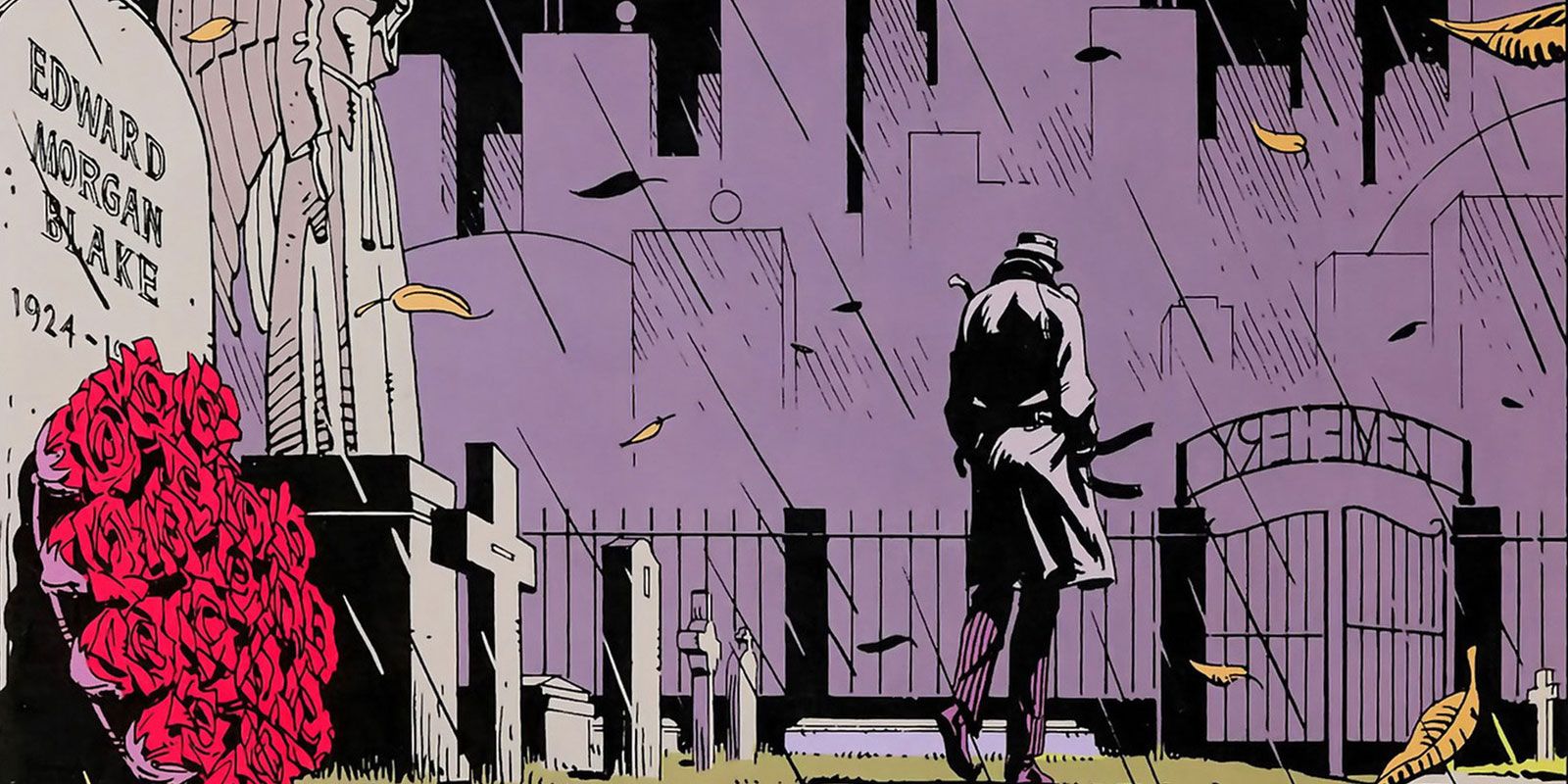 Comic panel from Watchmen, featuring Rorschach.