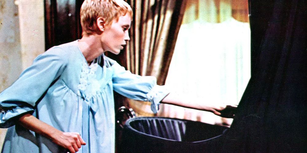 Rosemary inspects the cradle in Rosemary's Baby