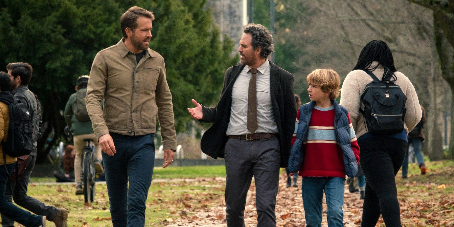 Ryan Reynolds Mark Ruffalo and Walker Scobell in The Adam Project