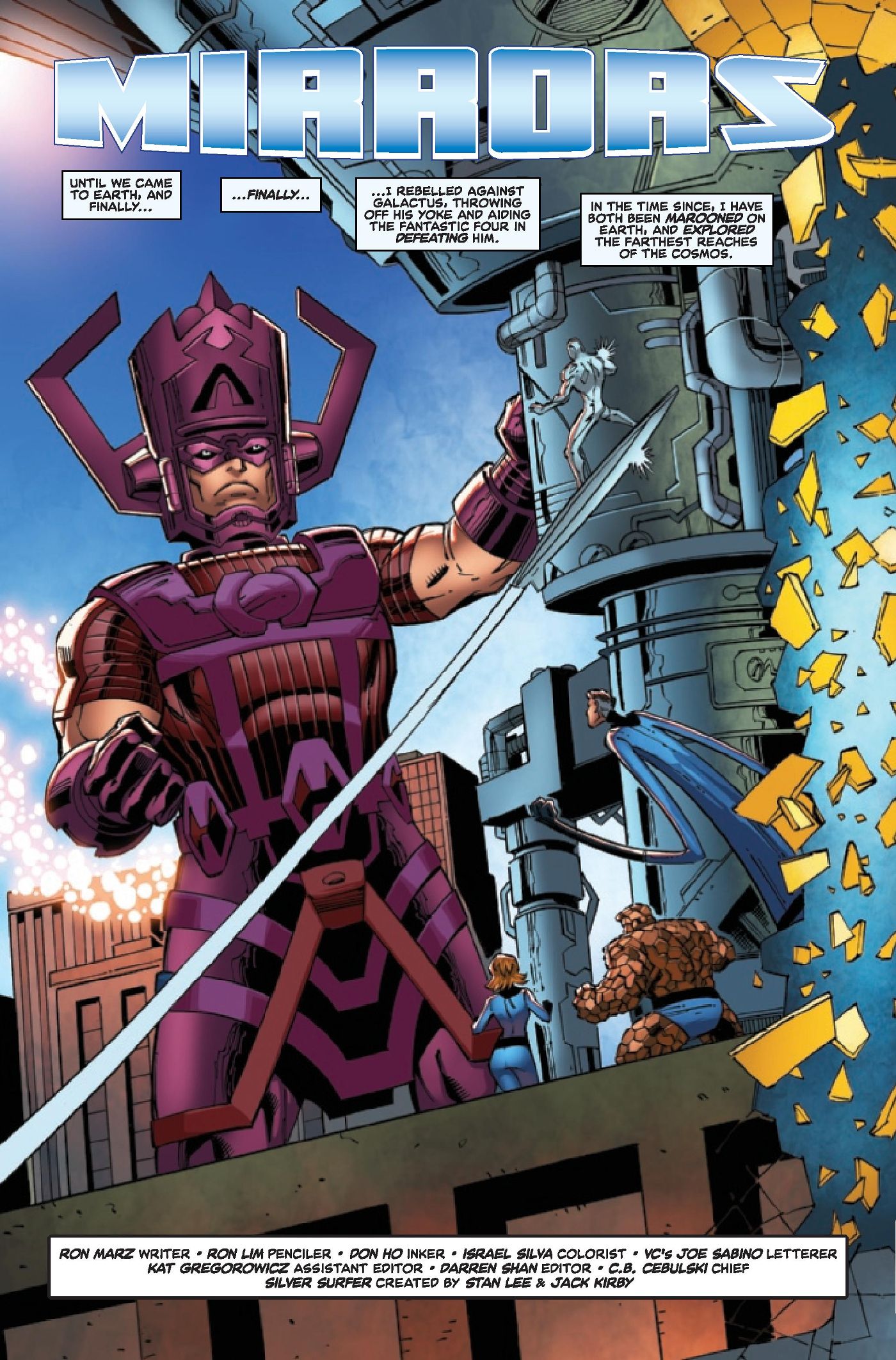 Galactus attacks Earth and the Fantastic Four