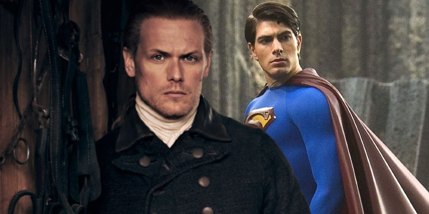 Sam Heughan as Jamie in Outlander and Brandon Routh as Superman in Superman Returns