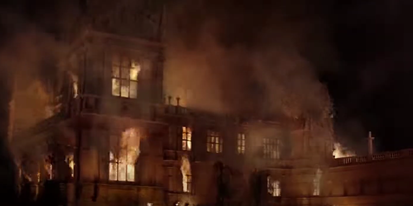 Wayne Manor Burning In Batman Begins