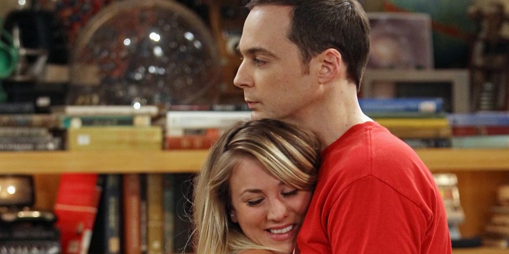 Penny hugs Sheldon in TBBT