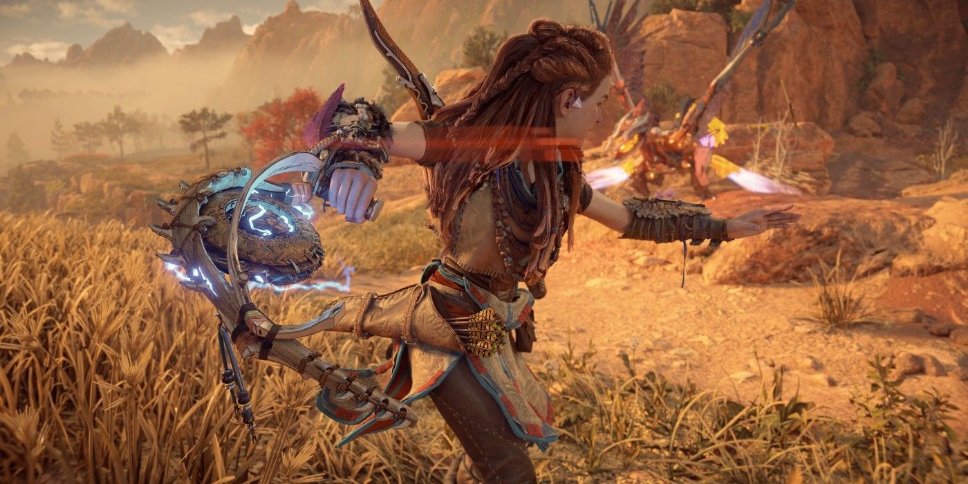 Aloy with a Shredder Gauntlet in Horizon Forbidden West