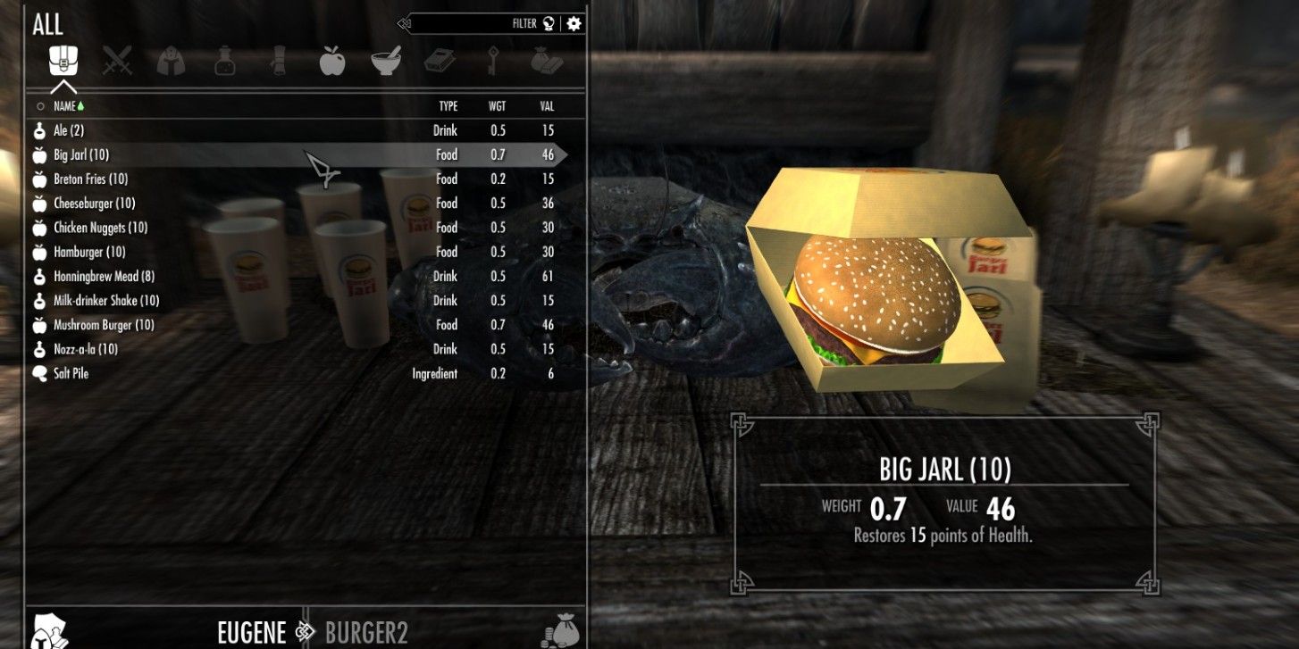 Skyrim Big Jarl Mod McDonalds Menu