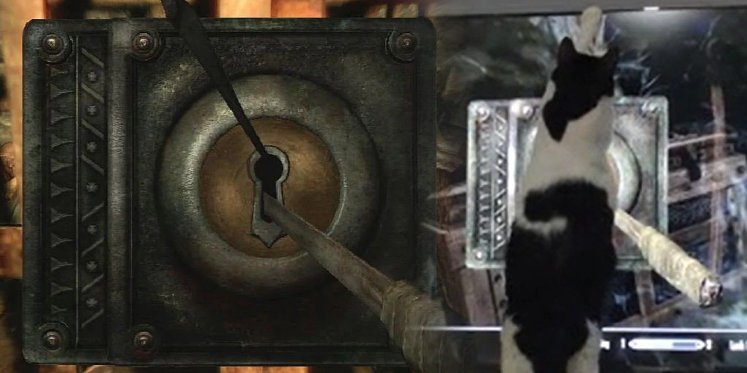 Skyrim Cat Helps Lockpicking Video