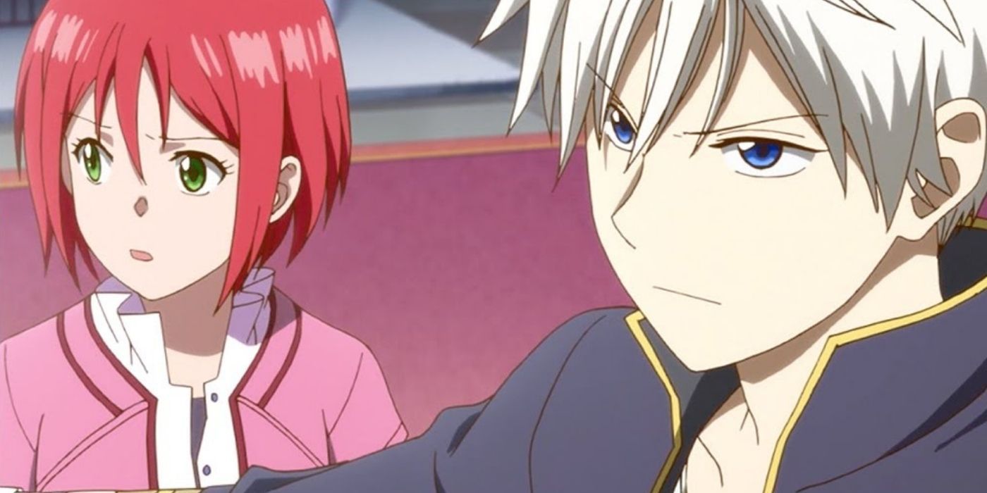 Shirayuki and Zen looking in the same direction in Snow White with the Red Hair