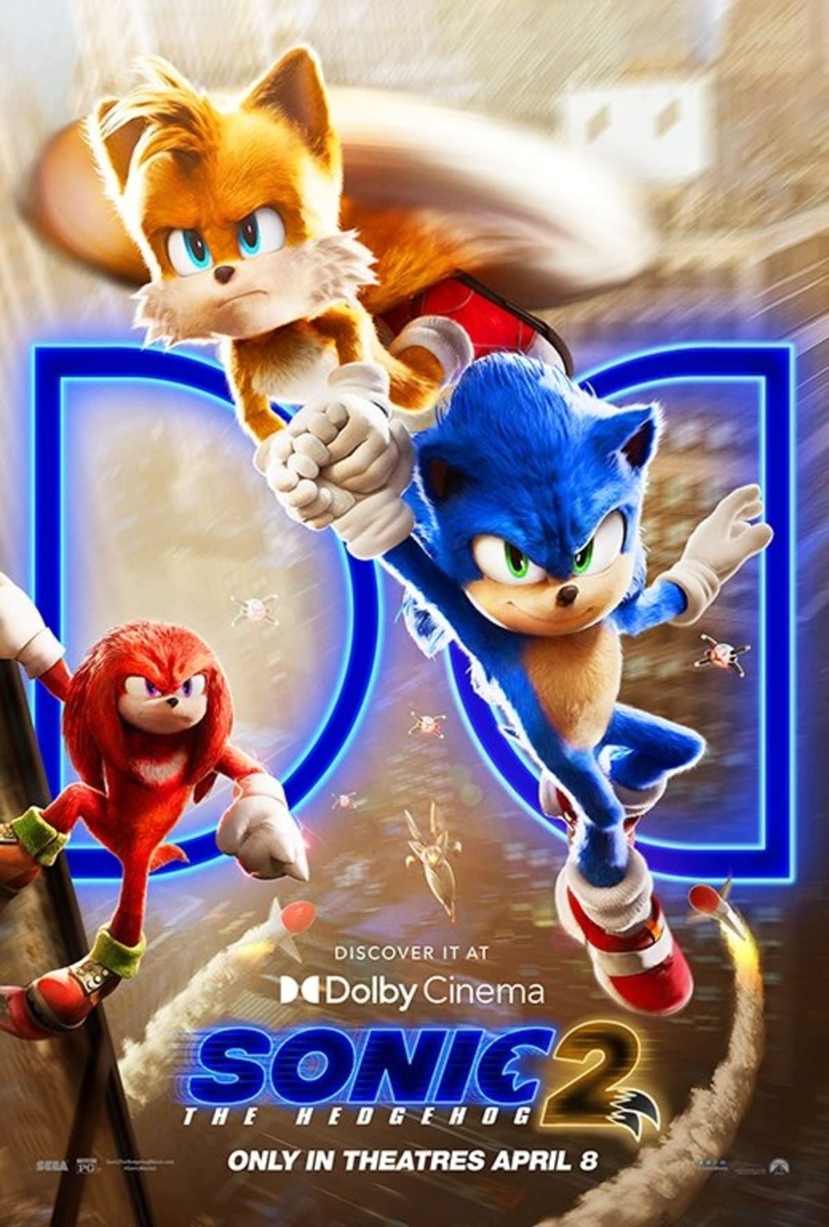 Sonic The Hedgehog 2 Dolby Poster Sees Knuckles Chasing Sonic And Tails