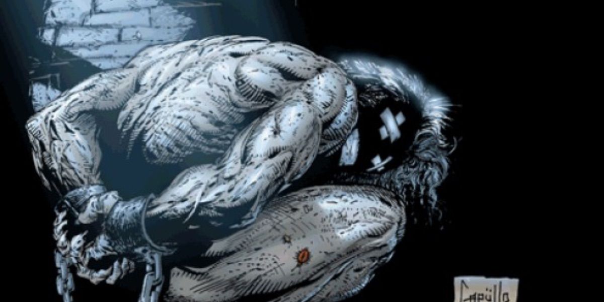 A strange figure squats in a jail cell from Spawn #56