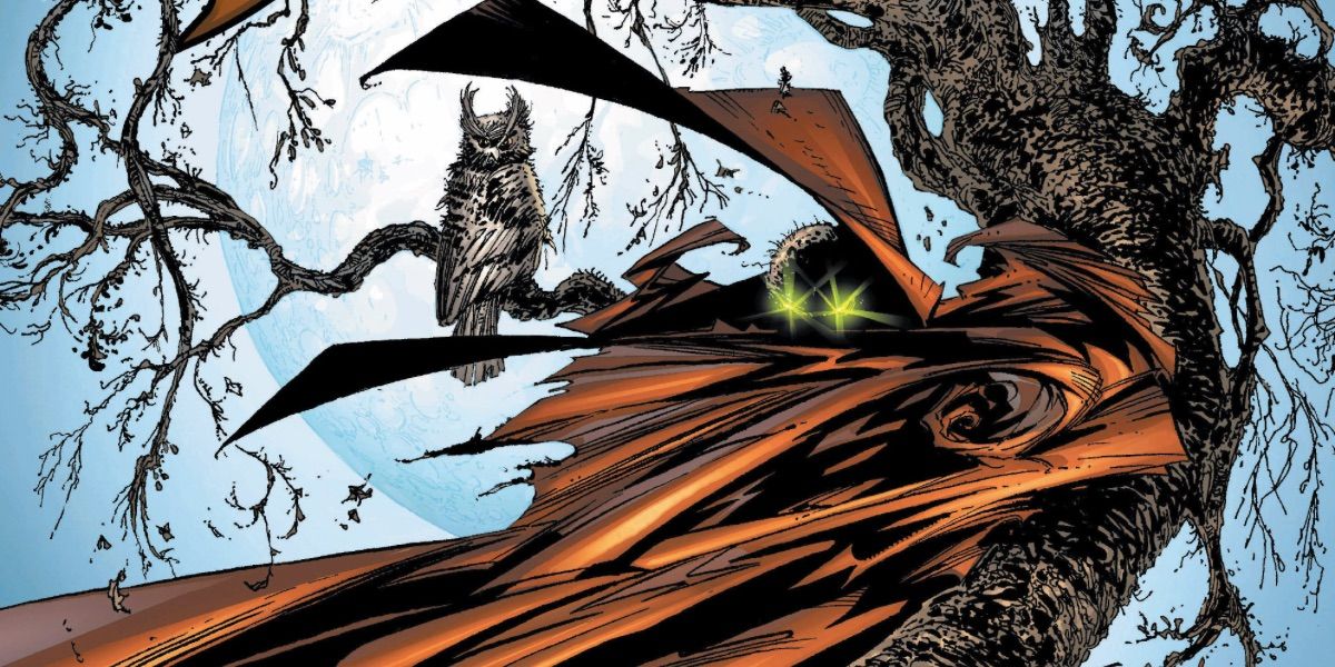 Spawn lurks near a tree with an owl from Spawn #88